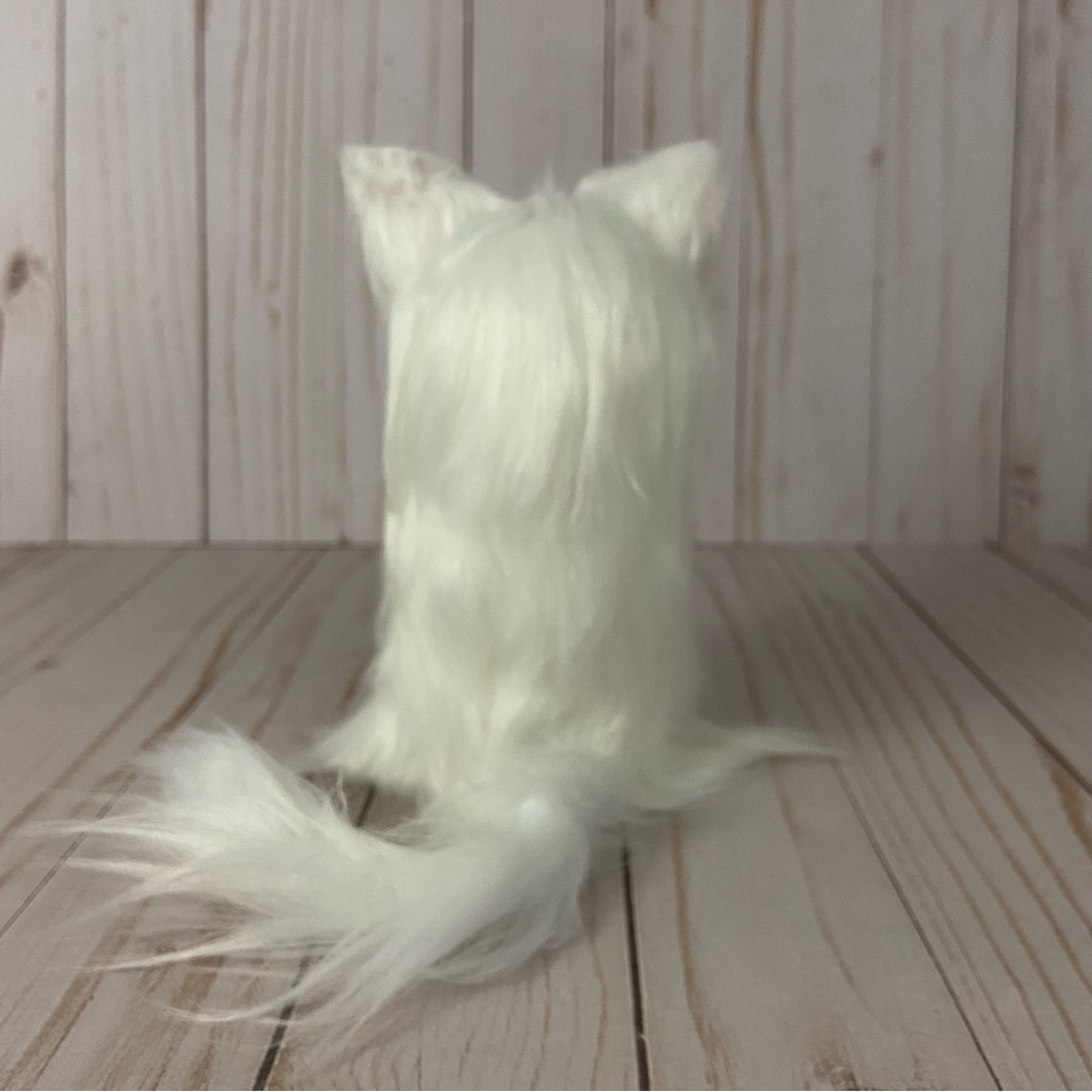 Handmade Plush White Cat Faux Fur Kitty 6” Blue Eyes Decor Cat Lover Gift - Picture 6 of 9